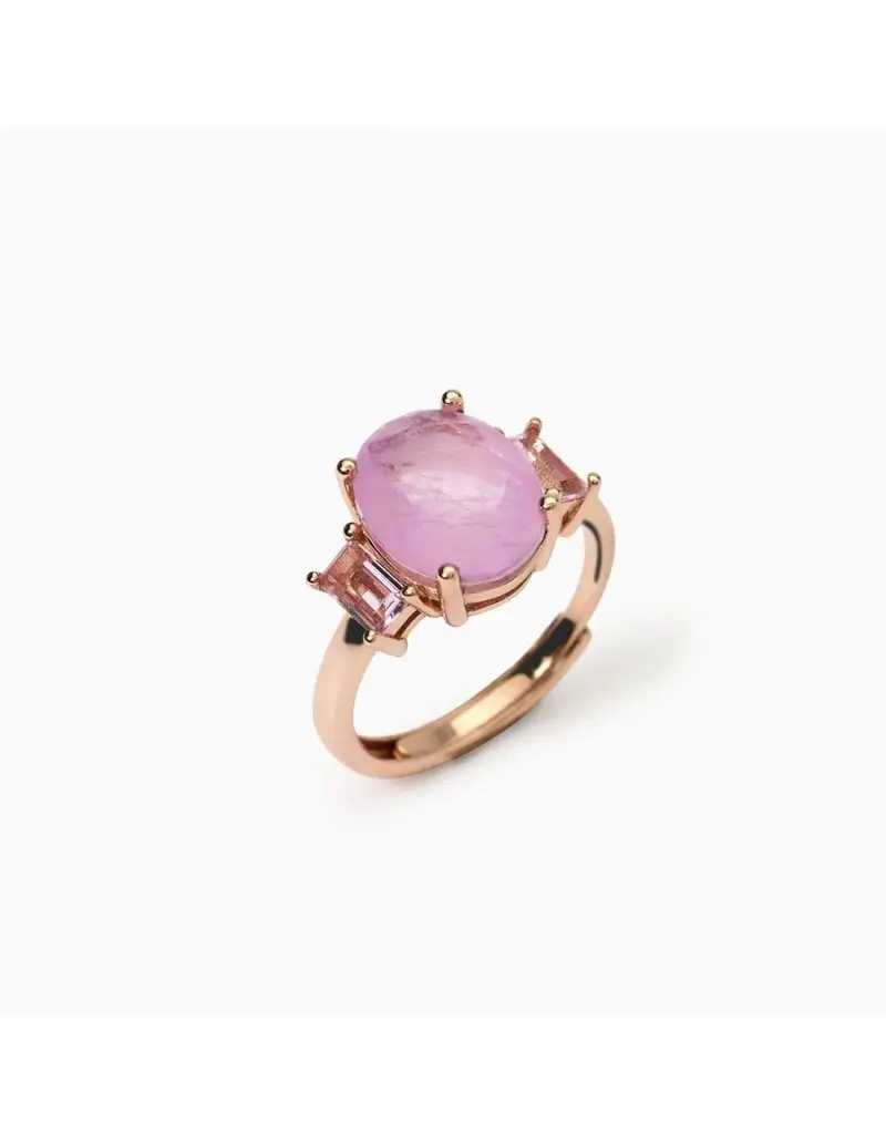 Anello regolabile MABINA Santorini 523419 argento 925 placcato oro rosa 18K fusion stone rosa