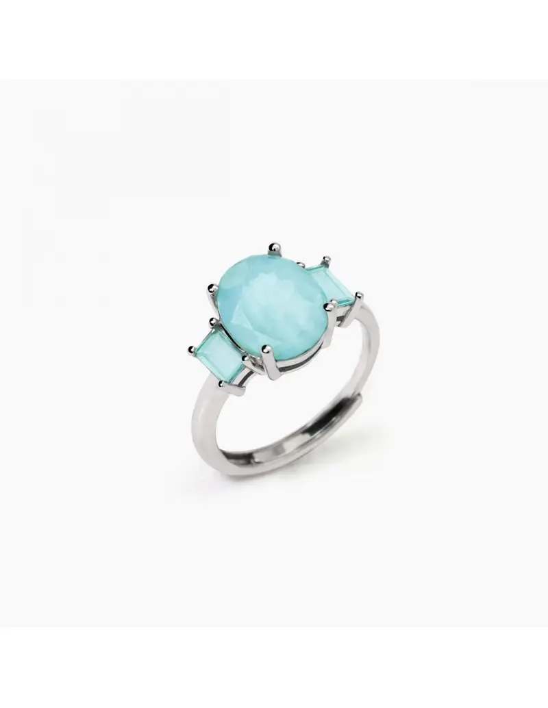 Anello regolabile MABINA Santorini 523420 argento 925 e fusion stone glass azzurro