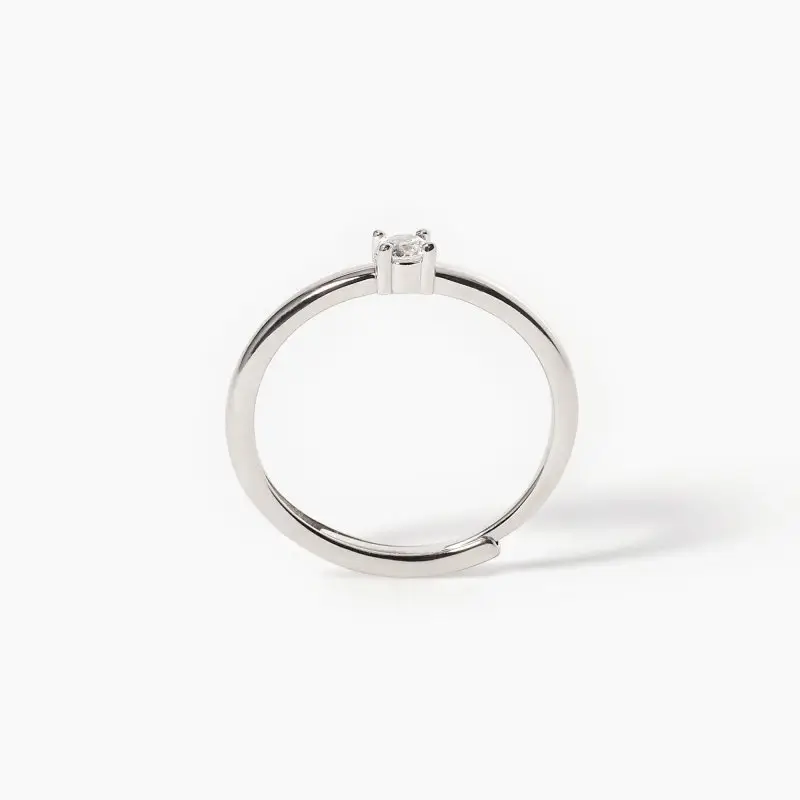 Anello Solitario In Argento Con Zircone - Mabina miniatura 2