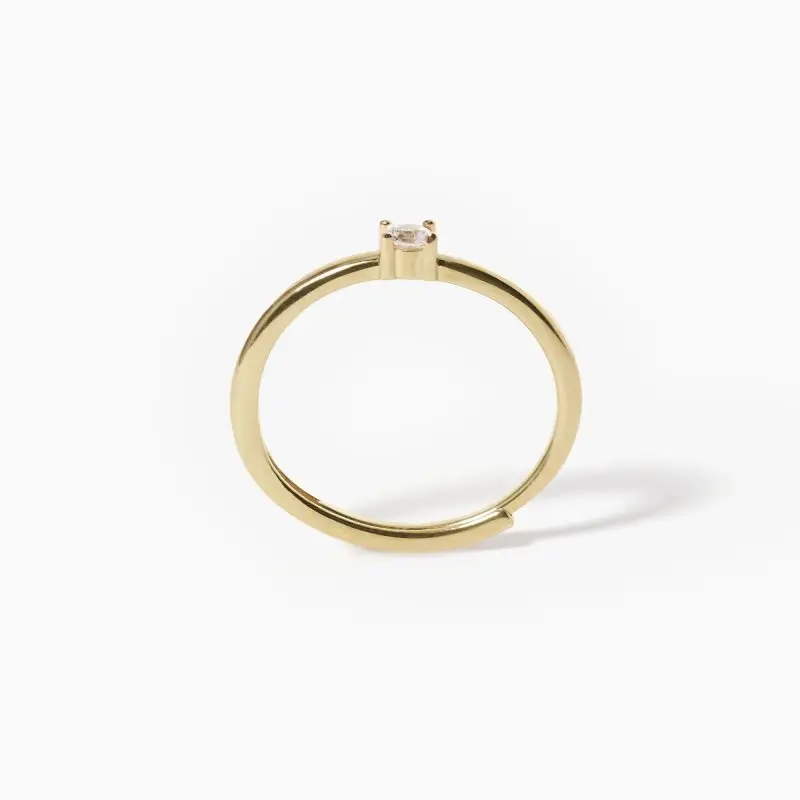 Anello Solitario In Argento Placcato Oro 18K Con Zircone - Mabina miniatura 2