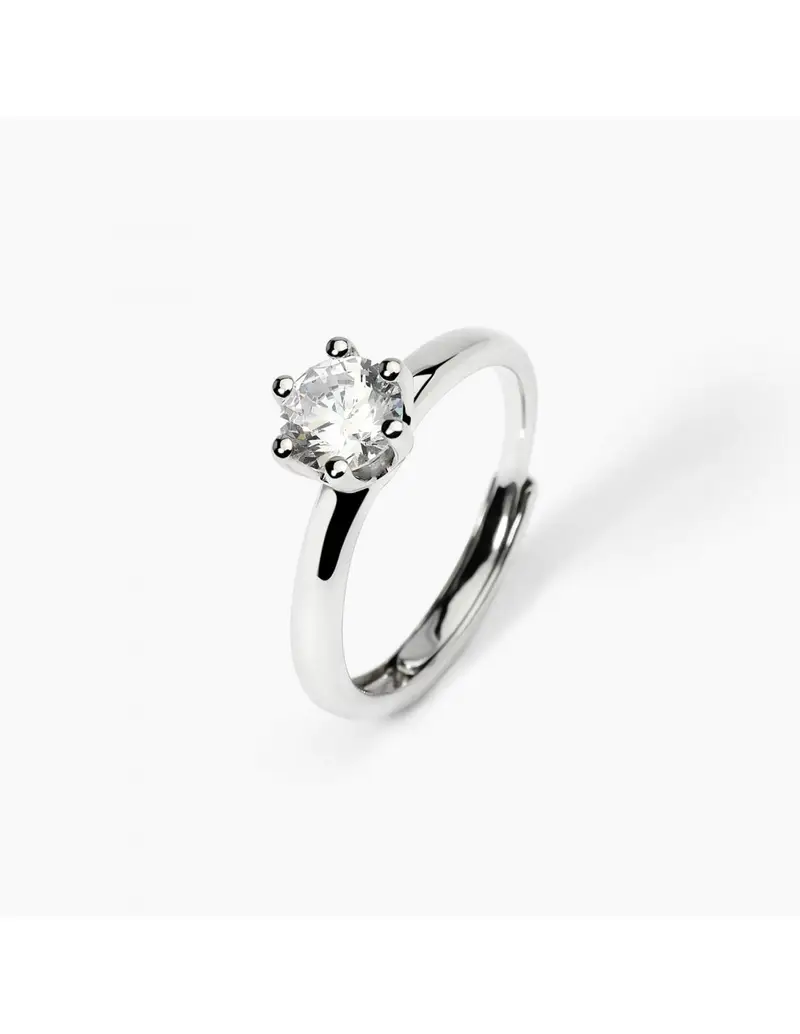 Anello solitario regolabile MABINA 523394 in argento e cristallo 6 mm