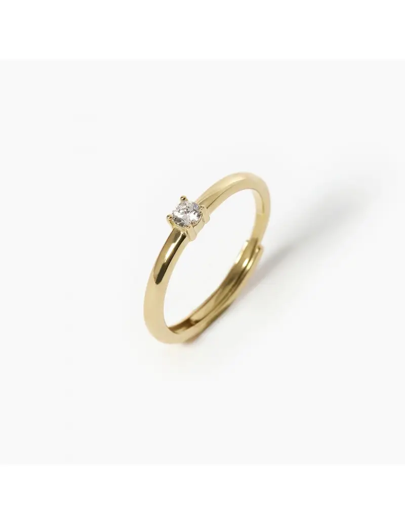 Anello solitario regolabile MABINA Beato tra le donne 523234 in argento 925 placcato oro giallo con cristallo