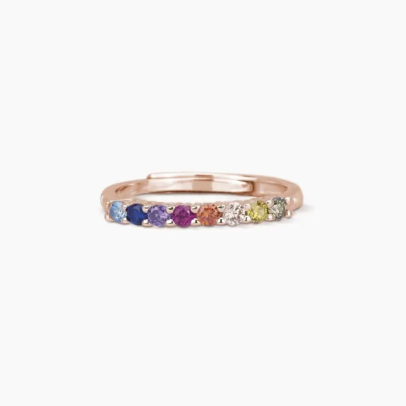 Anello Veretta In Argento Placcato Oro Rosa 18K Con Zirconi Multicolor - Mabina