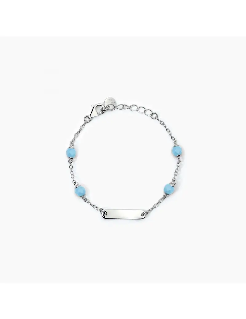 Bracciale neonato personalizzabile MABINA Baby 533782 in argento e sfere in turchese