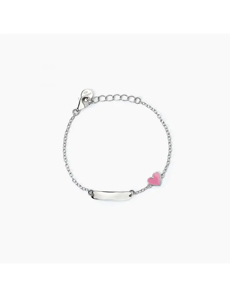 Bracciale neonato personalizzabile MABINA Heart 533786 in argento con cuoricino smaltato