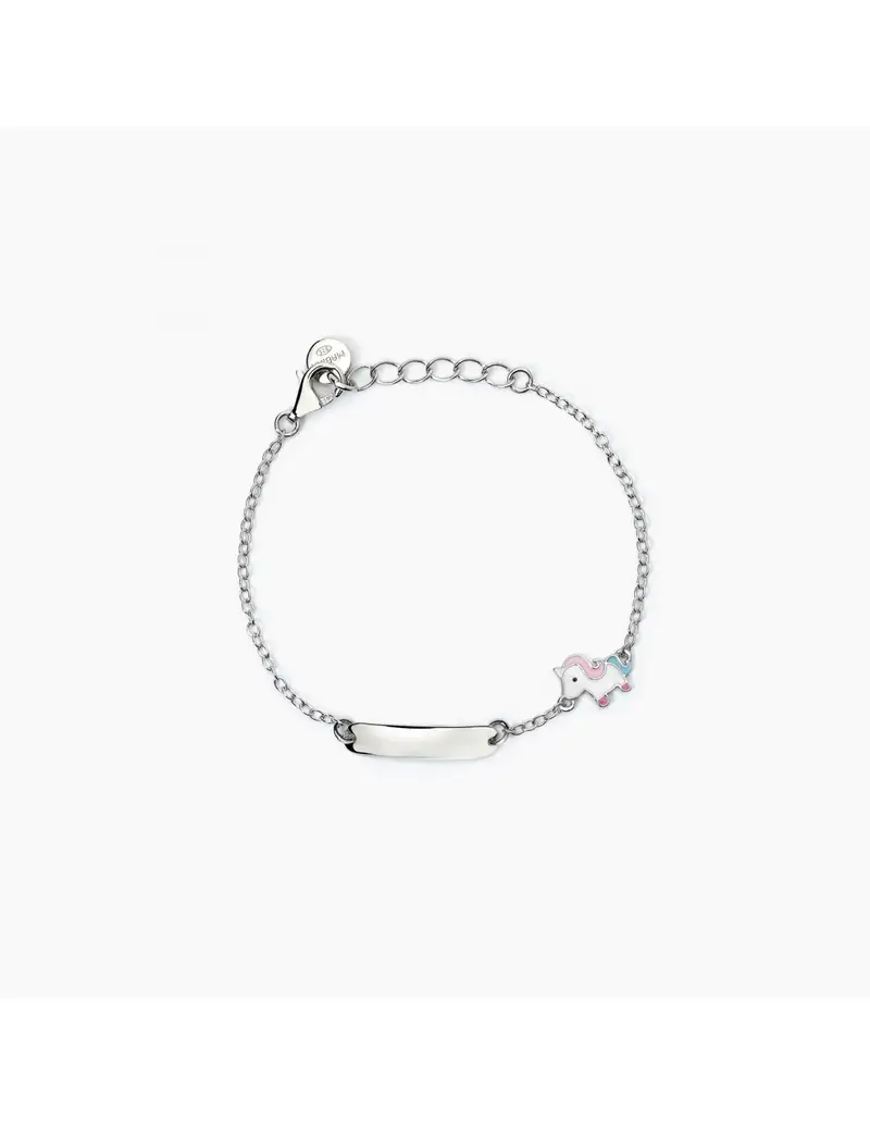 Bracciale neonato personalizzabile MABINA Unicorn 533789 in argento con unicorno smaltato