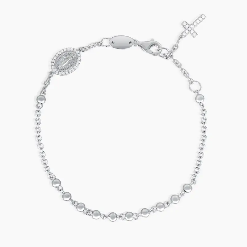 Bracciale Rosario In Argento Con Zirconi - Mabina