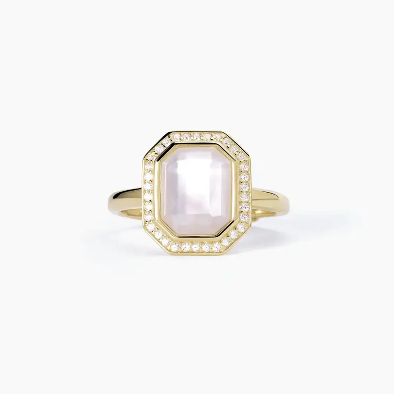 Anello Donna In Argento Placcato Oro Con Madreperla Jetset