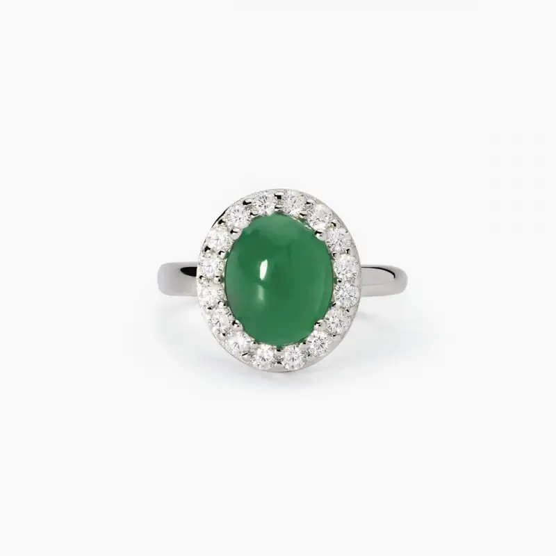 Anello In Argento Con Agata Verde Ginevra