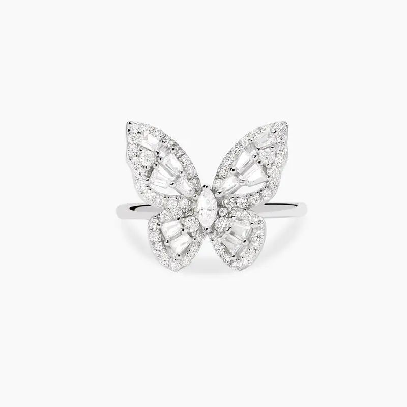 Anello In Argento Con Farfalla In Zirconi Battito D ali