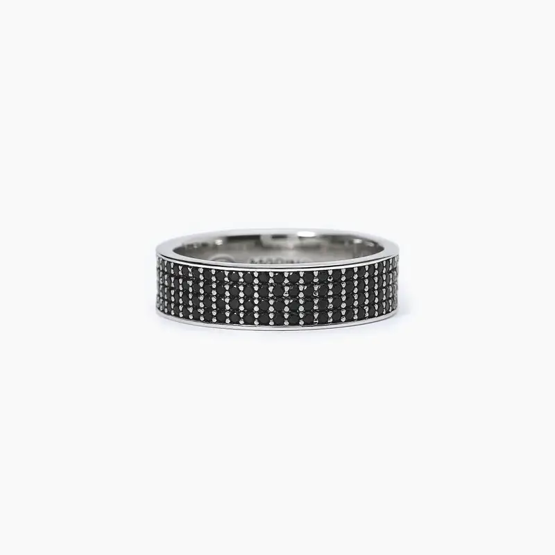 Anello Uomo In Argento Con Zirconi Neri Black Code