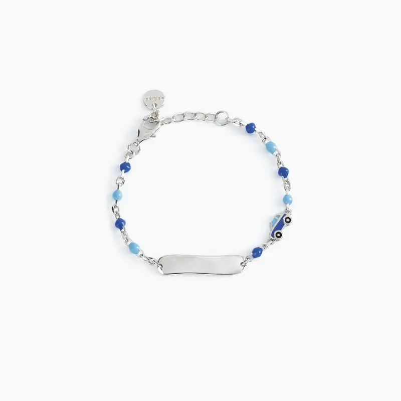 Bracciale Azzurro Con Targhetta Incidibile