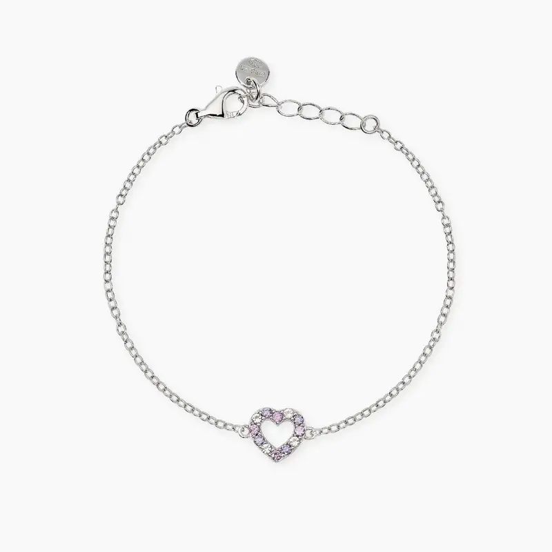 Bracciale Bambina Con Cuore In Tormaline Sintetiche E Zirconi Amore Grande