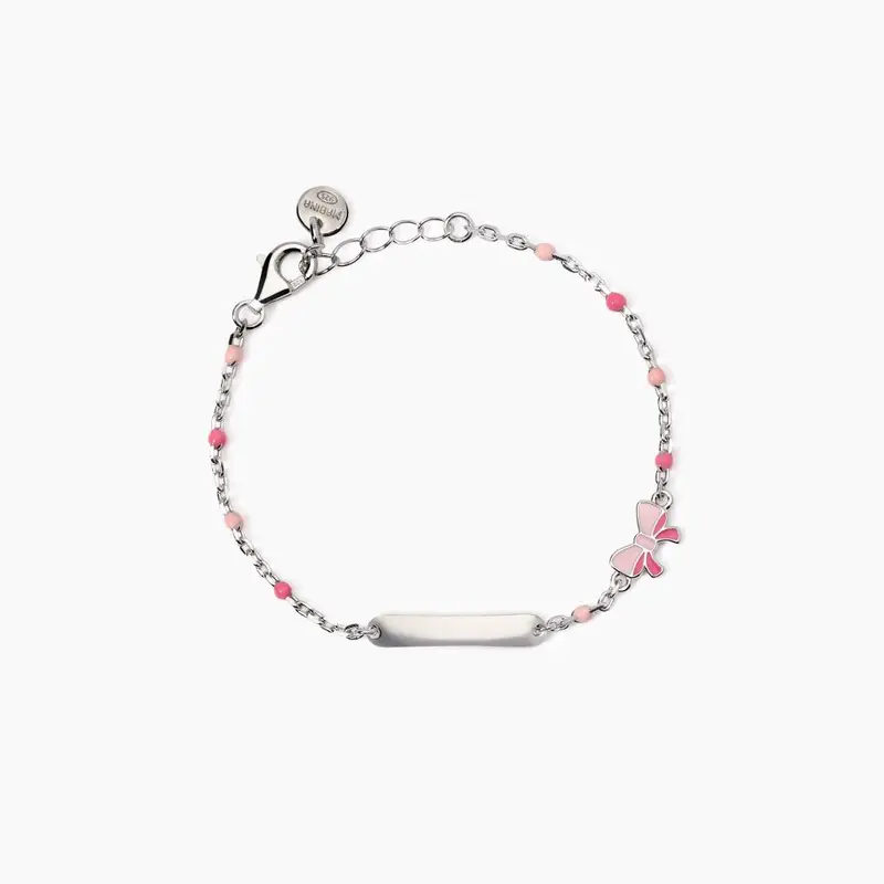 Bracciale Con Fiocchetto E Targhetta Incidibile Pink Lady-tag