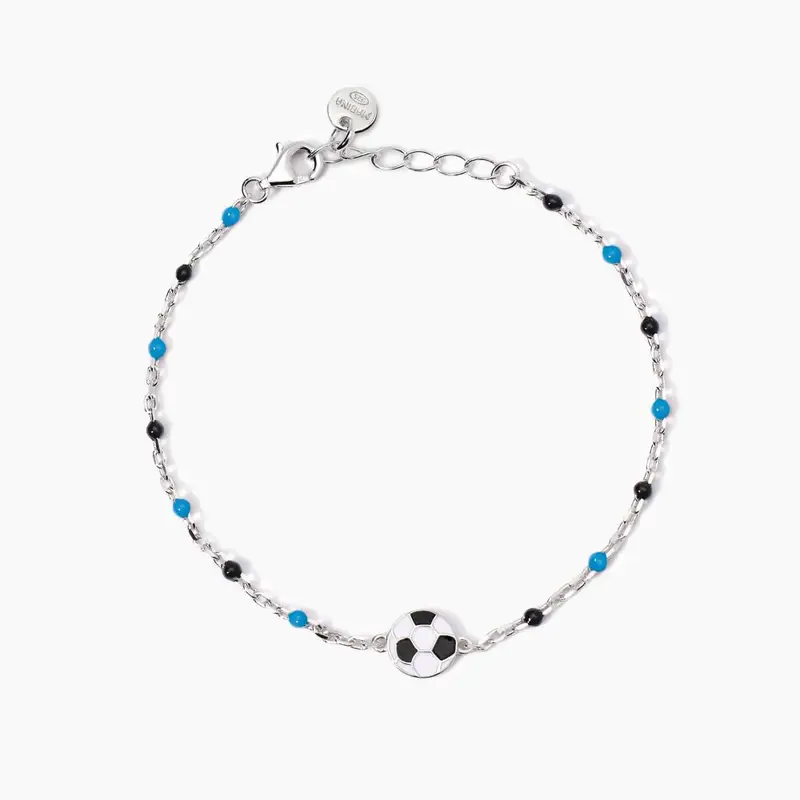 Bracciale Con Pallone E Inserti Azzurri E Neri W Il Football