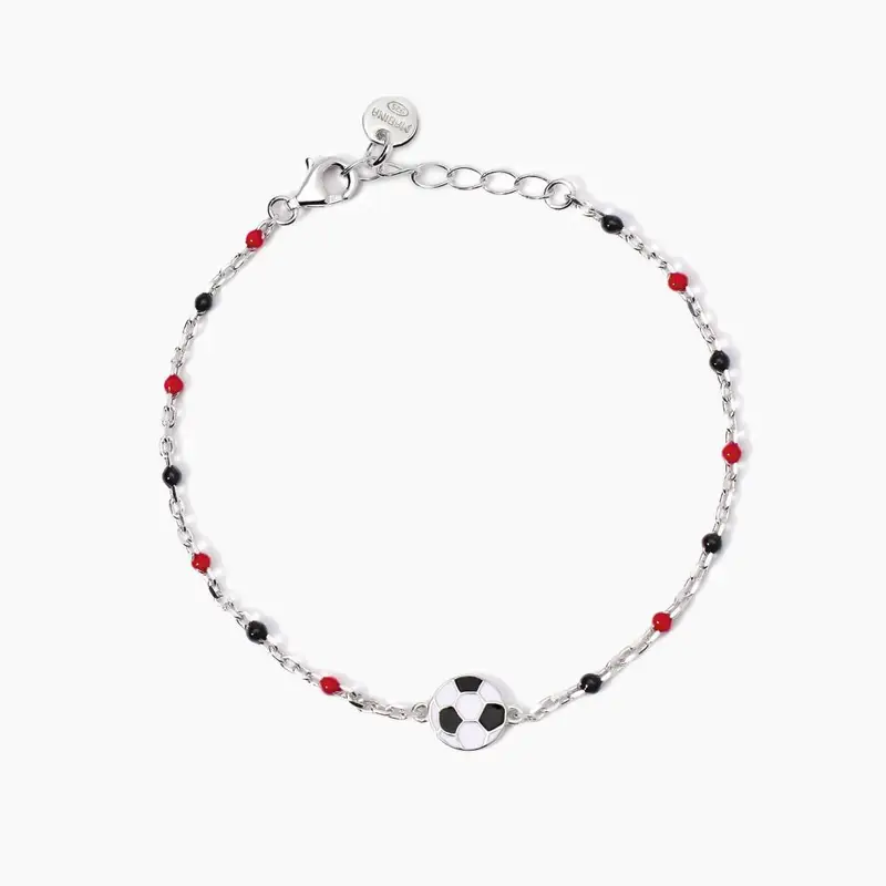 Bracciale Con Pallone E Inserti Rossi E Neri W Il Football
