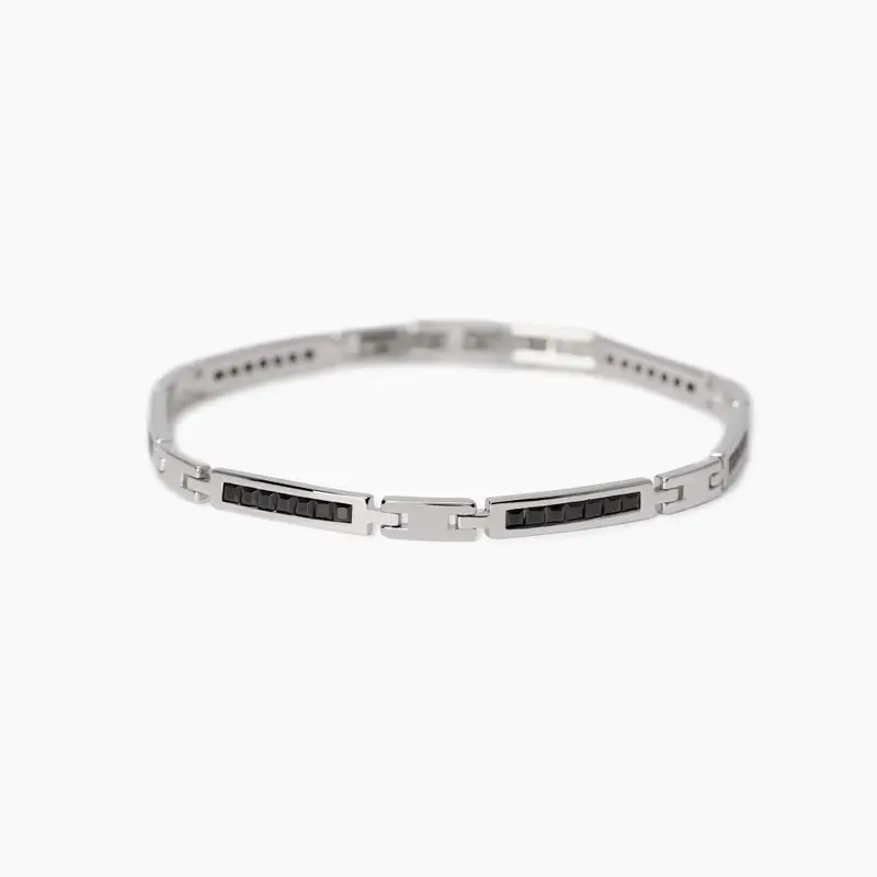 Bracciale Con Piastre E Zirconi Neri Reloaded