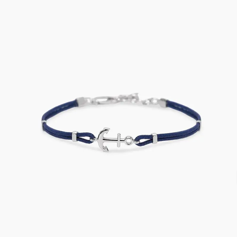 Bracciale Da Uomo In Nylon Con Ancora In Argento Navy Rule