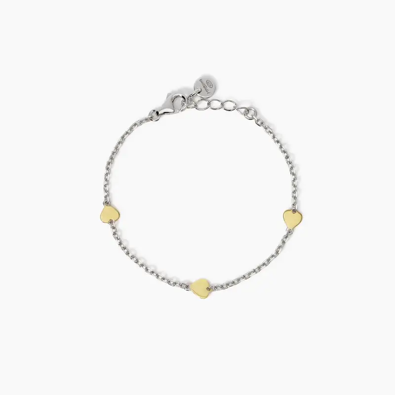 Bracciale In Argento Con Cuori Oro 9k Tvb