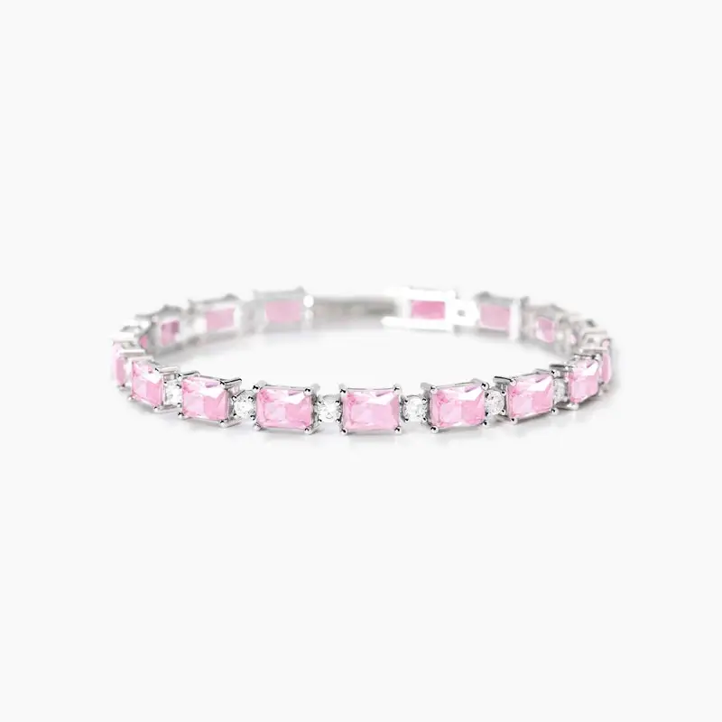 Bracciale In Argento Con Zirconi Rosa Battito