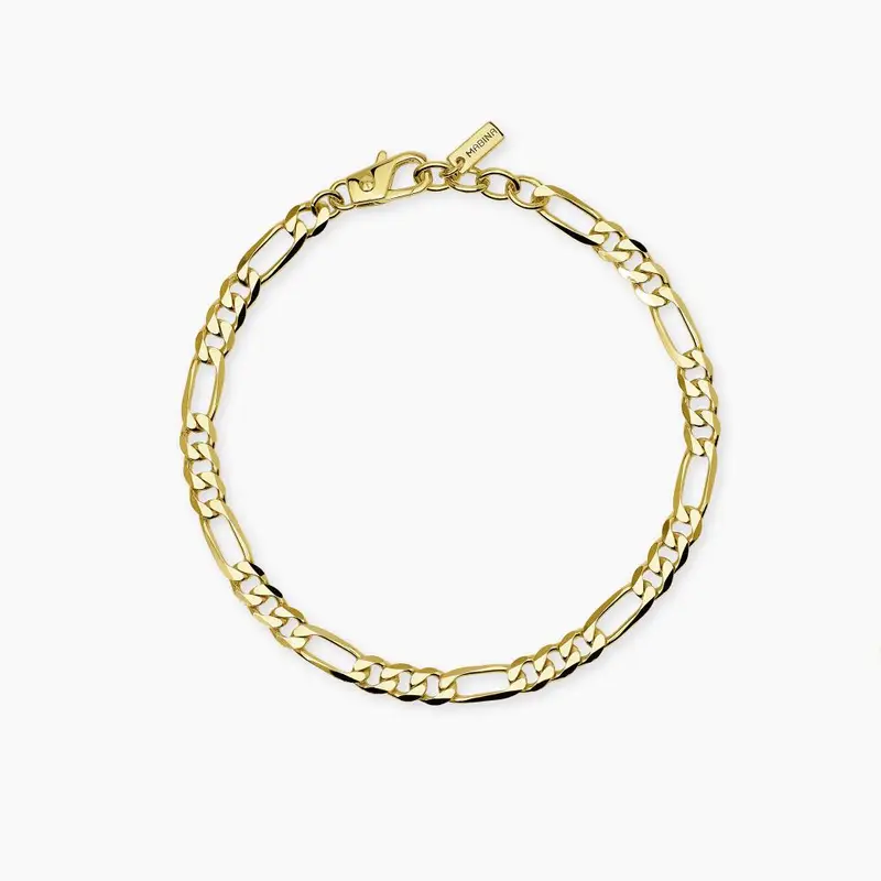 Bracciale In Argento Dorato Con Catena Figaro Da Uomo Millennium