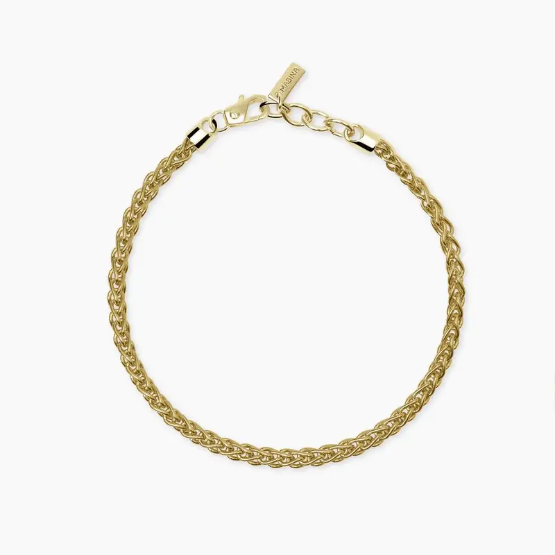 Bracciale In Argento Placcato Oro Con Catena Spiga Da Uomo Every Day
