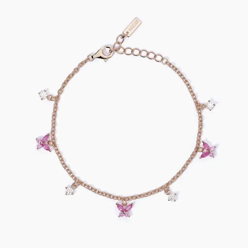 Bracciale In Argento Rosato Con Zirconi Bianchi E Rosa Secret Garden