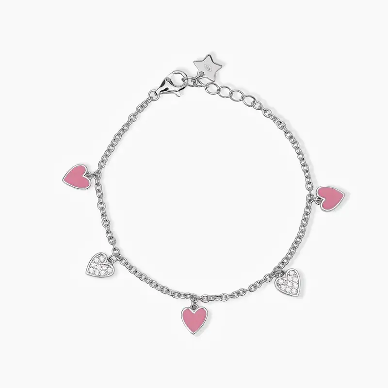Bracciale Junior In Argento Con Cuori Pendenti Mon Amour