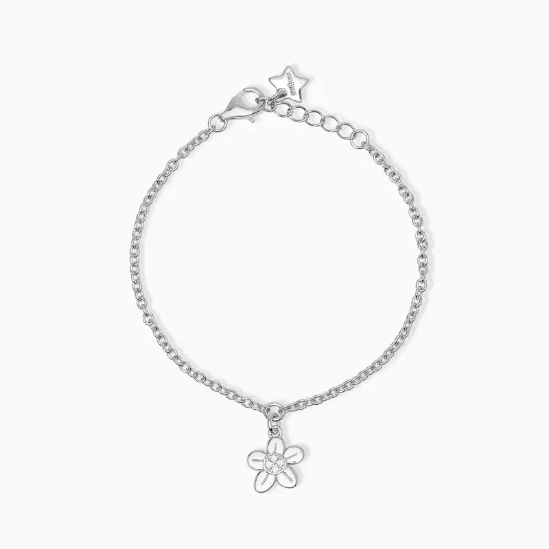 Bracciale Junior In Argento Con Fiore E Zirconi Non Ti Scordar Di Me