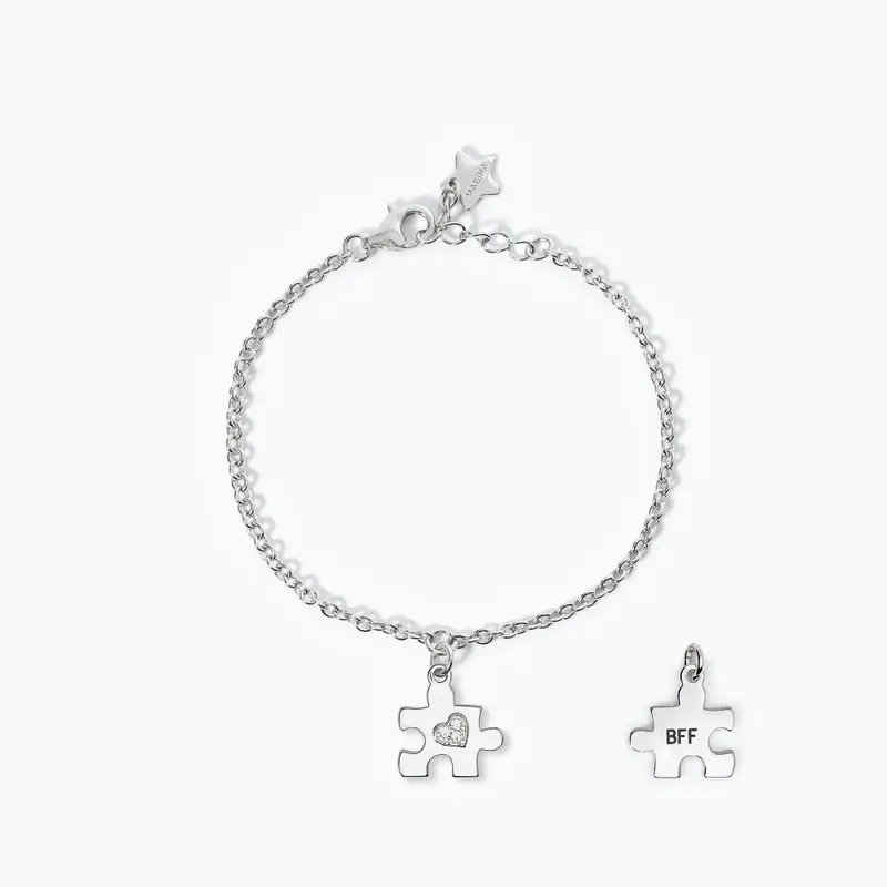 Bracciale Junior In Argento Con Puzzle Pendente Bff