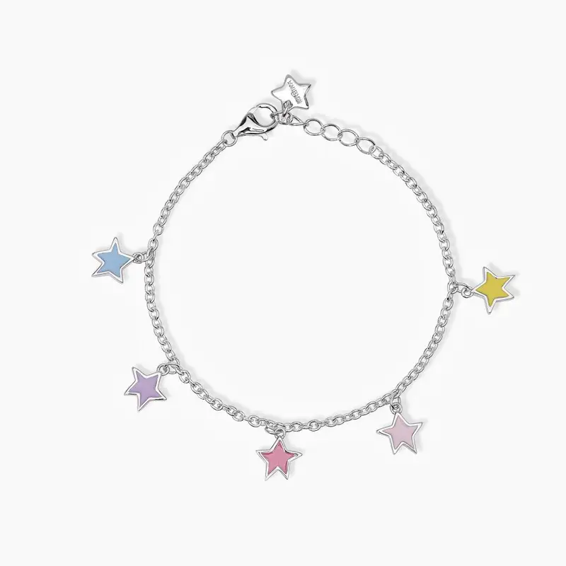 Bracciale Junior In Argento Con Stelle Pendenti Smaltate Stella Stellina