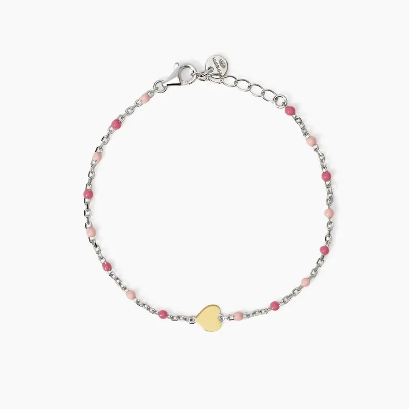 Bracciale Multicolor Con Cuore Oro 9k Mon Amour