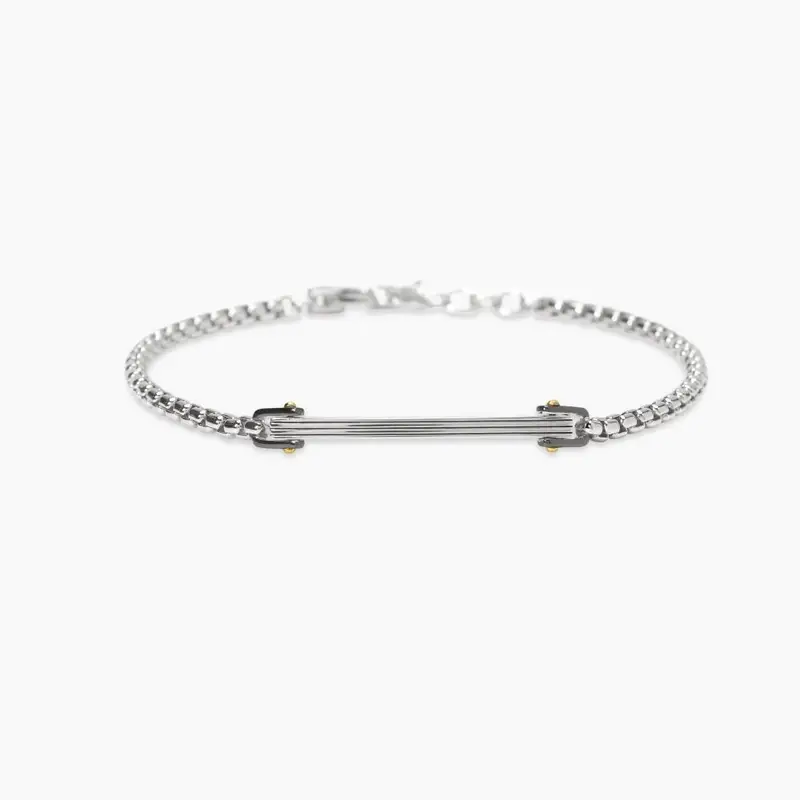 Bracciale Regolabile Con Catena Veneta E Piastra Rialto