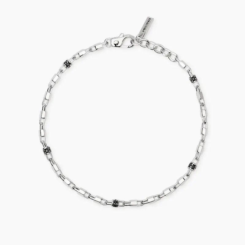 Bracciale Regolabile Con Elementi Esagonali E Zirconi Neri Way Out