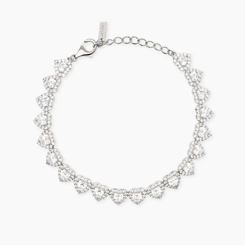 Bracciale Tennis Con Cuori Zirconi Bianchi Love Affair