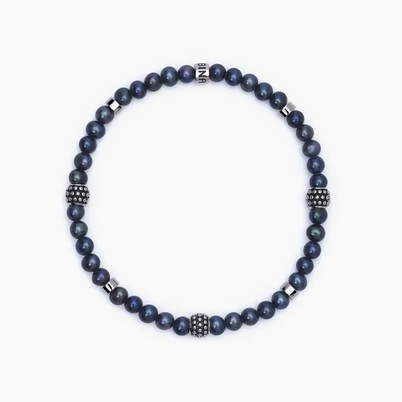 Bracciale Uomo Con Perle Nere Giovane Ribelle