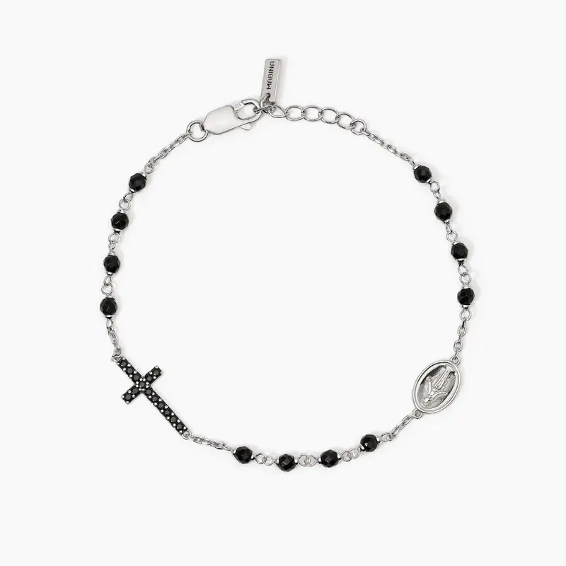 Bracciale Uomo In Argento Con Croce E Madonnina Mystical