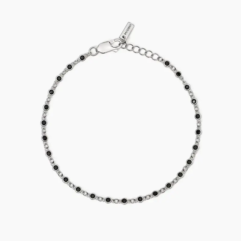 Bracciale Uomo In Argento Con Zirconi Neri Skyline