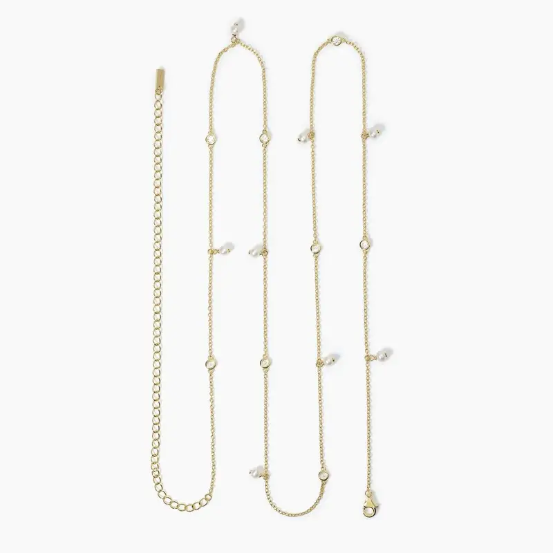 Catena Girovita In Argento Placcato Oro Con Perle Duchessa