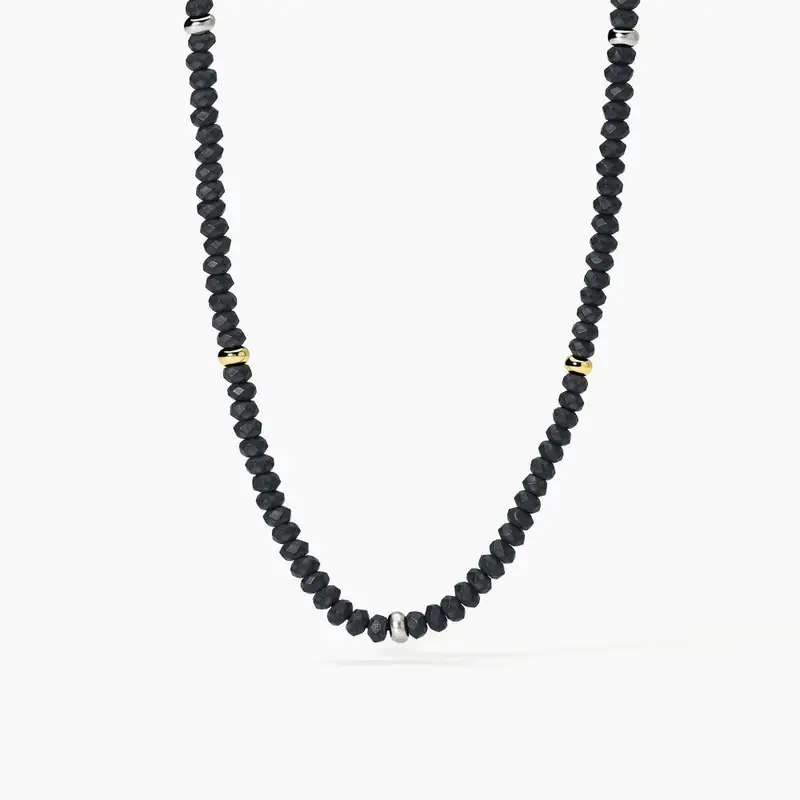 Collana In Argento Con Ematite E Inserti Dorati On Road