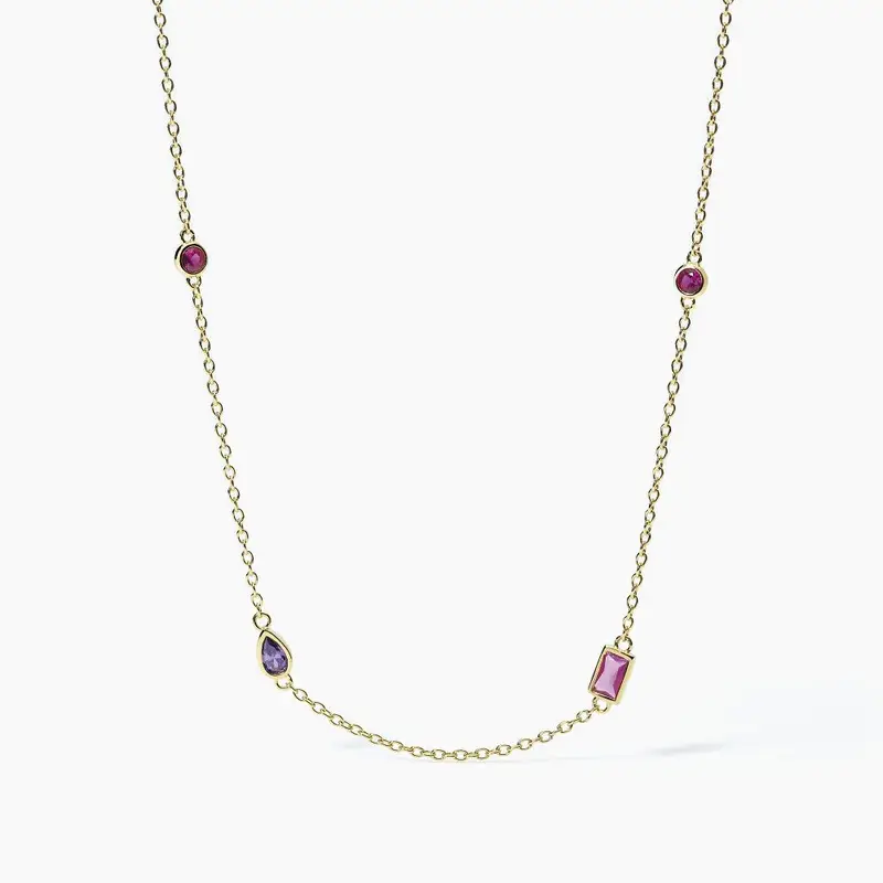 Collana Multicolor In Argento Placcato Oro Rainbow