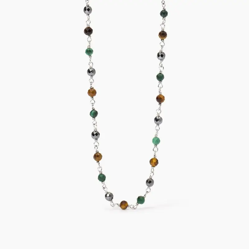 Collana Uomo Con Malachite E Pietre Giramondo