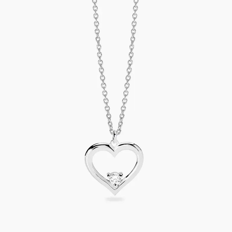 Girocollo Con Cuore E Diamante Lab-grown 0,075 Carati