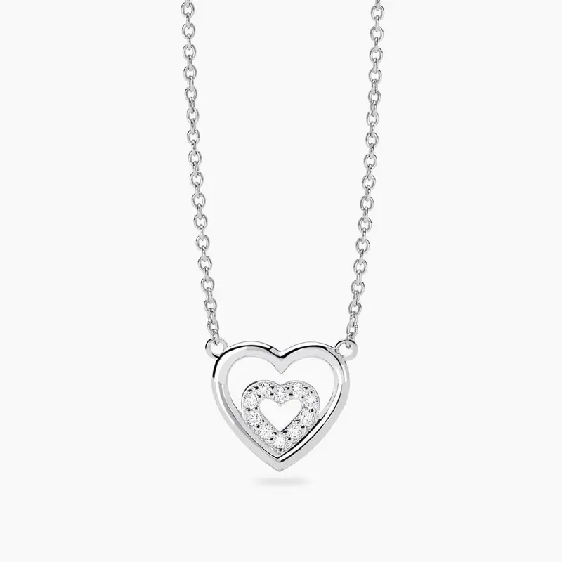 Girocollo Con Cuori E Diamanti Lab-grown 0,009 Carati