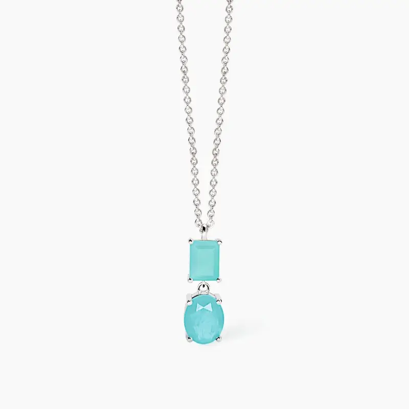 Girocollo Con Fusion Stone Glass Azzurro Santorini