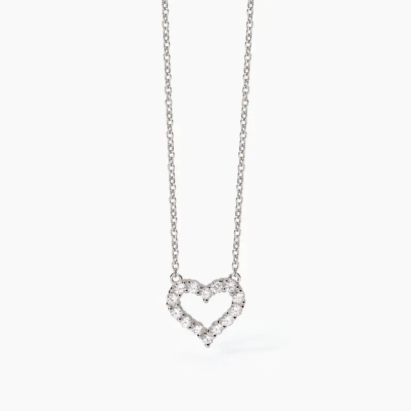 Girocollo In Argento Con Cuore E Zirconi Happy Love
