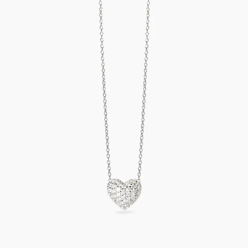 Girocollo In Argento Con Cuore In Zirconi Feeling