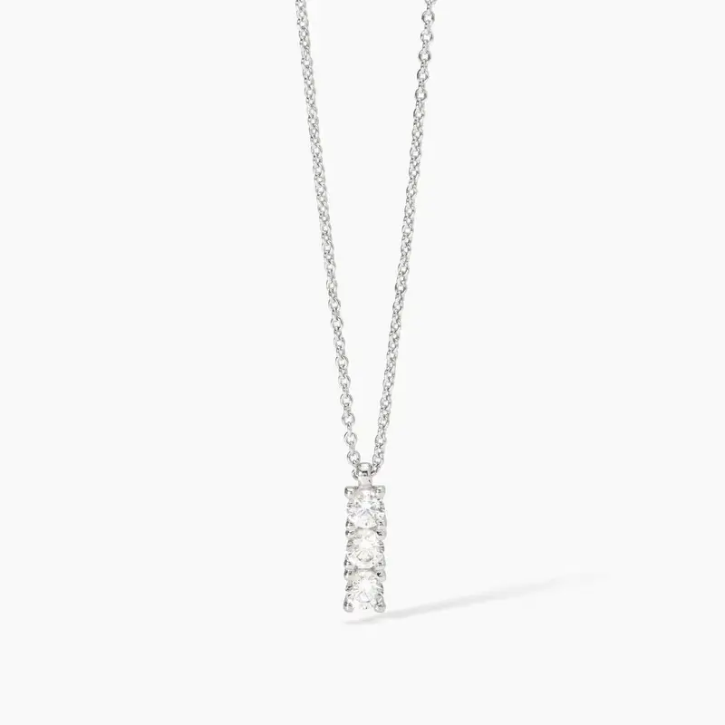 Girocollo In Argento Rodiato Con Catena Forzatina E Zirconi Bianchi Trilogy