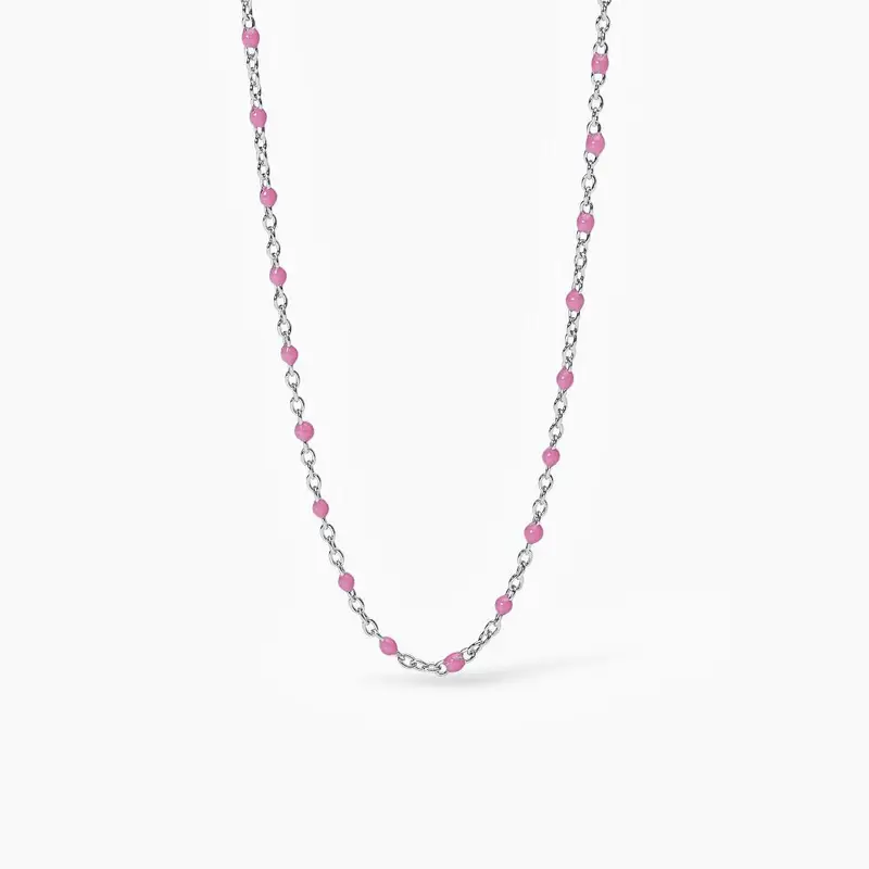 Girocollo Junior In Argento Con Inserti Smaltati Rosa Candy