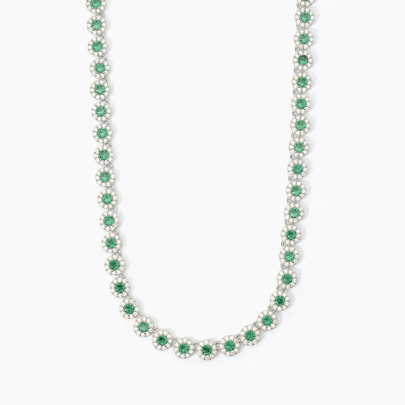 Girocollo Tennis In Argento Con Smeraldi E Zirconi Milanesienne